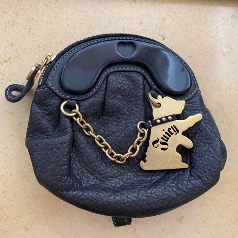 Juicy Couture Black Clutch Purse Hand Bag Wristlet Schnauzer Dog Lover